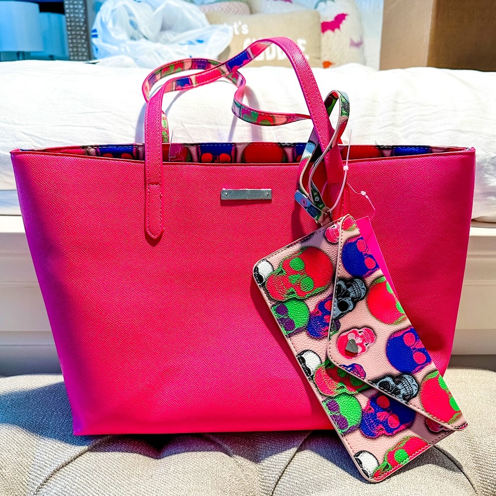 Betsey Johnson Pink Skull Tote NWT